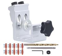 Adjustable Punch Locator for Woodworking, Oblique Hole Positioner Tool Kit, Inclined Pocket Hole Jig with Drill Bit and Wrench for DIY Furniture Carpentry