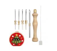 Adjustable Punch Needle Wooden Handle Tool for Floss Yarn Rug Art Sewing Christmas Projects Beginners Adults