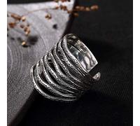 Adjustable Ring for Women - Ring for Women's/Open Adjustable, S925 Hollow Wavy Stripes Personality Retro Opening Ring, Handmade Unique Jewelry for Ladies Christmas Birthday Gift