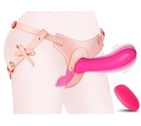 Adjustable Silicone Strap-On Vibrator 10 Vibration Modes G Spot Clitoral Stimulation Remote Control for Female Couples