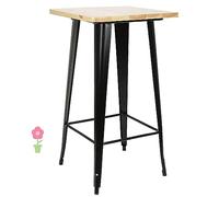 Adjustable Square Bistro Table with Folding Tray, 2-in-1 Bar Table for Indoor/Outdoor Use, MDF & Stainless Steel, Alluminio, 60 x 60 x 110 cm (Wood Color)