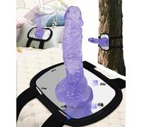 Adjustable Suction Cup Mount for Dildos, 5.3x4in Mirror Finish HD Surface, Thin 0.22in Holder, 4-Strap Travel Saddle for Pillows/Chairs/Sofas