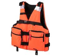 Adjustable Swim Vest for Adults, Fly Fishing Design with High Buoyancy, Breathable Mesh and Multiple Pockets, for Kayaking, Paddle Boarding, Snorkeling, Fishing and Water Sports(Orange,M)