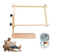 Adjustable Tabletop Embroidery Stand - Cross Stitch Frame Holder, 360 Degree Rotating Wooden Table Top Embroidery Frame for Hands-Free Needlepoint Crafting (15*30cm)