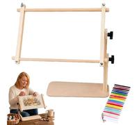 Adjustable Tabletop Embroidery Stand & Cross Stitch Frame Holder, 360° Rotating Wooden Needlepoint Lap Rack for Hands-Free Stitching,Cross Stitch Accessories for DIY Craft (15*30cm)