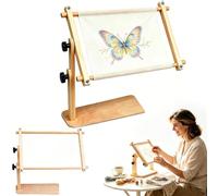 Adjustable Tabletop Embroidery Stand - Cross Stitch Frame Holder,Needlepoint Scroll Frame Support,360° Wooden Embroidery Table Stand,for Diy Stitching Craft Floor and Home Party，L (9"x18")