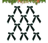 Adjustable Velvet Ribbon Bows - Set of 10 Festive Wreath Ornaments, Holiday Decoration | Indoor Outdoor Home Party Christmas Tree Adornments for Family, Seasonal Celebrations, Decorative Accents