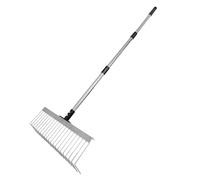Adjustable Yard Rake, Gardening Leaf Collector, Outdoor Cleanup Tool, Extendable Handle, Lightweight Sturdy Frame, Perfect for Cleaning Landscaping Beach Groundskeeper Mowing, 49,21 x 15,63 pollici
