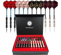 ADKX WINSDART Freccette con Punta in Acciaio, Confezione da 12 Pezzi, con Fusto in Ferro Antiscivolo, aste e Alette + temperamatite + Confezione Regalo (Forma A)