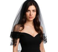 ADLABLD Velo di pizzo nero Velo da sposa Velo da sposa Guanti di Halloween Velo da sposa in pizzo floreale Velo da sposa Mantiglia Chiesa Mantiglia Veli cattolici