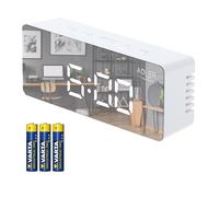 Adler AD 1189 W Sveglia LED Termometro Bianco con 3 Batterie AAA Varta