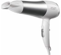 Adler AD2225 Asciugacapelli da Viaggio Pieghevole Aria fredda 2 Livelli Potenza Ugello 360°, Bianco/Grigio - 5908256832558