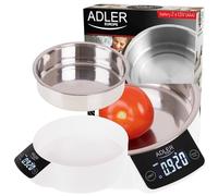 Fabrilamp Bilancia da Cucina LCD con Ciotola in Acciaio 5Kg Bianca