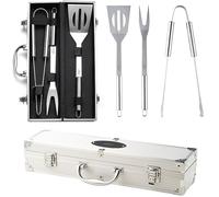 Set di utensili per barbecue ADLER - Valigetta professionale in alluminio, strumenti resistenti in acciaio inox