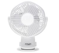 Adler AD 7335 Ventilatore 5" Clip Ricaricabile USB LED 3 Velocità Bianco
