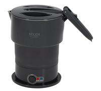 Adler Bollitore elettrico da viaggio AD 1377, 2 modalità di riscaldamento, portatile con borsa per il trasporto, in acciaio inossidabile, capacità massima di 0,6 l, nero