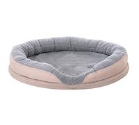ADLER Camry CR7431 Letto per cani e gatti elettrico riscaldante rotondo 76 x 58 cm, riscaldamento per animali domestici, lana sintetica morbida, 18 W, bianco/marrone