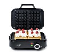 Adler Europe Mini Waffle Maker 2000W - Piastra Waffle Compatta per Waffle Croccanti - Waffle Maker con Rivestimento Antiaderente e Controllo della Temperatura - Design Salvaspazio