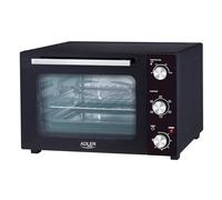 Adler Forno elettrico da 35 litri AD 6025, controllo della temperatura 90-230°C, funzione convezione e grilletto, timer 60 minuti, griglia e vassoio inclusi, nero