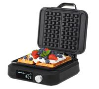Adler Macchina per waffle con display a LED AD 3087, timer automatico, 2200 W, 6 livelli dorati, controllo cottura, nero