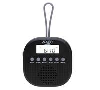 Adler Radio da bagno digitale AD 1912, IPX4 impermeabile, FM 87.5-108 MHz, display LCD, funzione di allarme, funzione snooze, gancio in silicone flessibile, nero