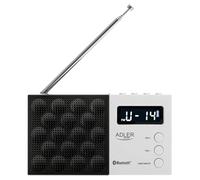 Adler Radio portatile digitale AD 1908, sintonizzazione PLL avanzata, FM con Bluetooth, schermo LCD, batteria rimovibile da 800 mAh, allarme, antenna telescopica, nero e bianco
