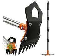 ADLUH Strumento per rimuovere erbacce con manico lungo regolabile - Strumento manuale per la rimozione delle erbacce, rastrello 2 in 1 e zappa da giardino per giardinaggio, sradicamento resistente per