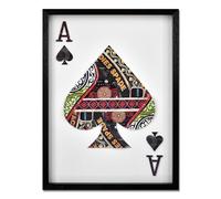 ADM - 'Asso di Picche' - Quadro ad effetto 3D realizzato con tecnica a collage, incorniciato e protetto da un vetro frontale - Multicolore - H60 cm