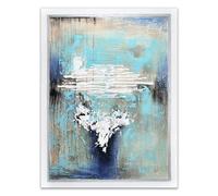 ADM - 'Astratto' - Quadro, dipinto a mano astratto su tela con decorazioni in rilievo e montato su telaio estetico alto - Azzurro - H120 cm