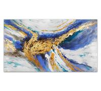 ADM - 'Astratto' - Quadro, dipinto a mano astratto su tela con decorazioni in rilievo e montato su telaio estetico alto - Blu - H85 cm