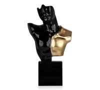 ADM - 'Busto di Guerriero' - Scultura figurativa moderna in resina laccata e resina effetto metallo con base in marmo - Nero - H52 cm