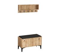 ADM - 'Lena' - Mobile da Ingresso Composto da Una Panca con Seduta Imbottita e Contenitore portascarpe, Abbinata a Una mensola Appendiabiti in Legno Rivestito in melamina - Legno - H49 cm
