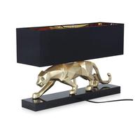 ADM - 'Leopardo sfaccettato' - Lampada da tavolo con scultura moderna in resina effetto metallo con base in marmo e paralume in tessuto plastificato all'interno - Oro - H35 cm