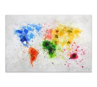 ADM - 'Mappa terrestre multicolore' - Stampa moderna su tela ritoccata a mano e con decorazioni in rilievo. Il quadro è montato su telaio estetico alto - Multicolore - H80 cm