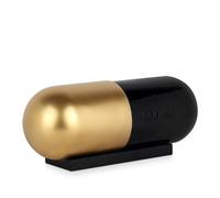 ADM - 'Pillola vita eterna' - Scultura Pop Art in resina laccata e resina effetto metallo con base in legno - Oro - H13 cm