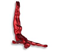 ADM Scultura figurativa moderna in resina effetto metallo da appendere alla parete, colore rosso, altezza 28 cm