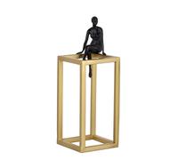 ADM - 'Sognatrice' - Scultura figurativa moderna in resina satinata con supporto in metallo cromato - Oro - H28 cm