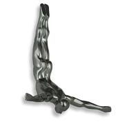 ADM - 'Tuffatore piccolo' - Scultura figurativa moderna in resina effetto metallo da appendere a parete - Antracite - H28 cm