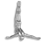 ADM - 'Tuffatore piccolo' - Scultura figurativa moderna in resina effetto metallo da appendere a parete - Argento - H28 cm