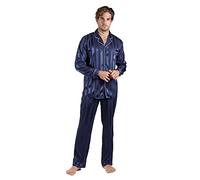 ADMAS Classic Pigiama aperto a maniche lunghe in raso a righe da uomo, Marino, L