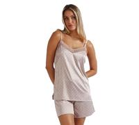 ADMAS Classico Pigiama da sposa con bretelle a pois in pizzo da donna, pietra, S