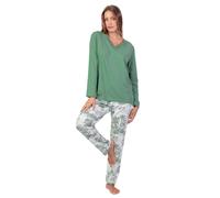 ADMAS Pigiama a maniche lunghe Summer Paradise da donna, verde foglia, L