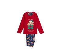 ADMAS Pigiama Bambina Invernale Natale in Caldo Cotone - Maglia Rossa con Bradipo e Pantaloni Blu Stampati - Art. 62365 (IT, età, 12 Anni, Regular)