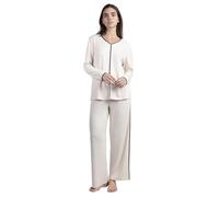 ADMAS Pigiama classico a maniche lunghe a V Elegant at Home da donna, beige, M