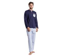 ADMAS Pigiama classico a maniche lunghe Stripest da uomo, Marino, XL