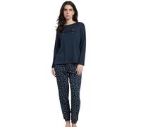 ADMAS Pigiama Donna Invernale in Caldo Cotone Art. 63593 Colore Blu Marino Maglia Manica Lunga e Pantalone Lungo con Polsini (IT, Testo, L, Regular, Regular, Blu Marino)