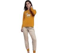 ADMAS Pigiama Donna Invernale in Caldo Cotone Art. 63633 Colore Mostarda Maglia Manica Lunga e Pantalone Lungo con Polsini (IT, Testo, XL, Regular, Regular, Mostarda)
