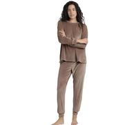 ADMAS Pigiama Donna Invernale in Velluto a Coste Art. 62626 Maglia Manica Lunga Pantaloni Lunghi con Polsini (IT, Testo, S, Regular, Regular, Cioccolato)