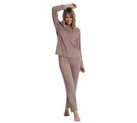 ADMAS Pigiama Donna Invernale Microfibra Setosa Manica Lunga con Taschino e Confezione Regalo Art. 62643 (IT, Testo, S, Regular, Regular, Moka)