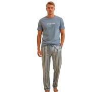 ADMAS Pigiama Uomo Estivo in Cotone Mezza Manica Pantalone Lungo Completo Notte Uomo Art 64776 (IT, Testo, S, Regular, Regular, Verde)